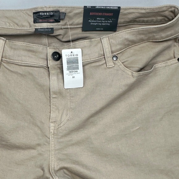Torrid Boyfriend Straight Jeans Womens 22R Tan Khaki Vintage Stretch Mid Rise - Picture 3 of 9